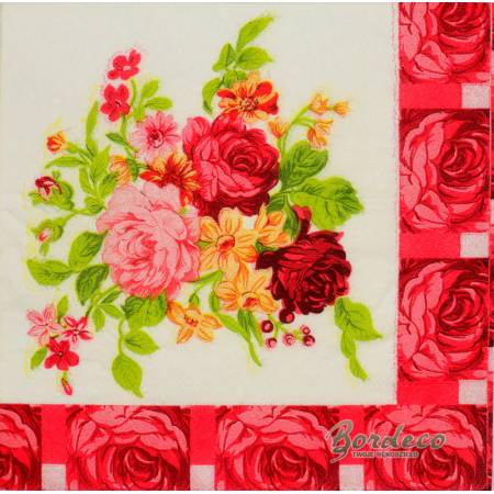 Serwetka decoupage firmy TERSTEEGE bukiet czerwony 33x33cm